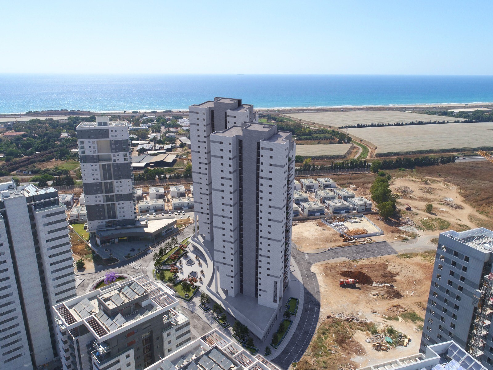 בניינים, כבישים,שדות