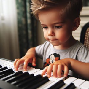 ילד מבטא כישרון בפסנתר