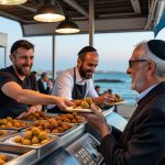 מוכרי פלאפל בתל אביב, צילום אילוסטרציה באמצעות גרוק: אודי דוד בן דוד