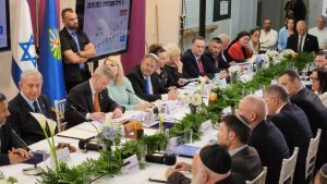 רה"מ נתניהו, איתמר בן גביר, עידית סילמן, גלי בהרב מיארה בישיבת ממשלה חגיגית בשדרות, צילום: אודי דוד בן דוד